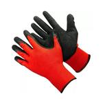 Перчатки из красного полиэстра с вспененным черным покрытием на ладони,13 класс вязки